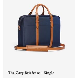 Stuart Lau Briefcase “Single” in Navy & Tan
